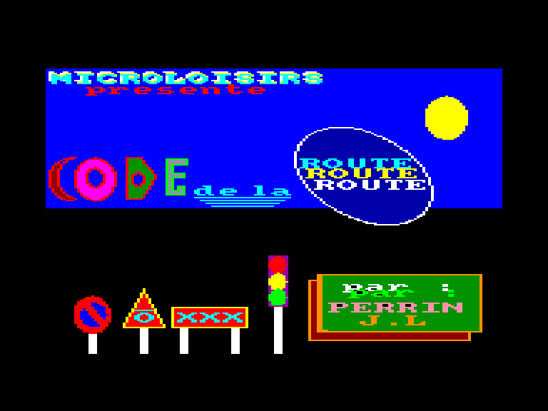 screenshot du jeu Amstrad CPC Code de la route