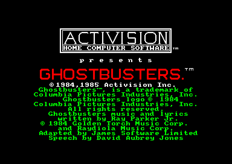 original loading screen for Ghostsbusters 1