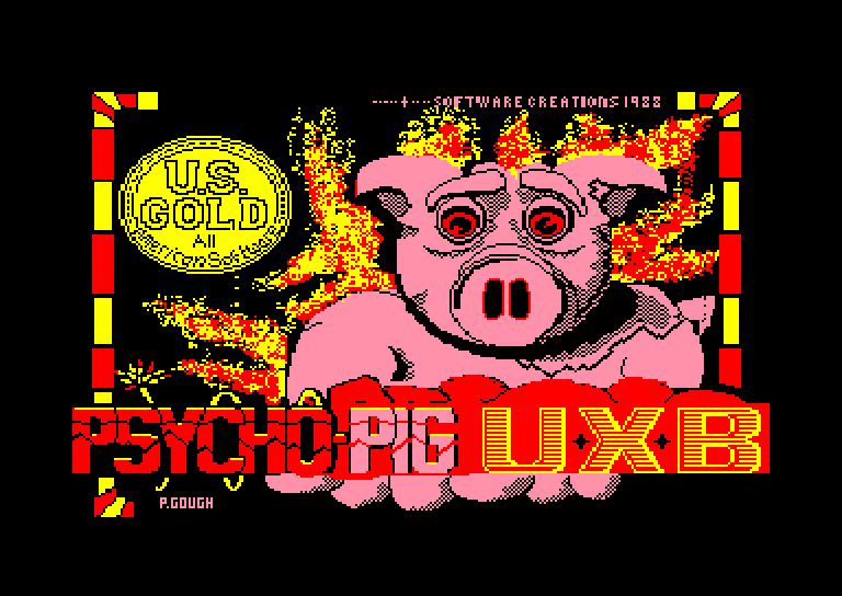 screenshot of the Amstrad CPC game Psycho Pigs UXB